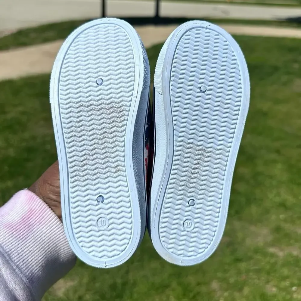 Lincoln Outfitters Toddler Boy Canvas Slip‎ On Shoes Size 10 Red Blue And White